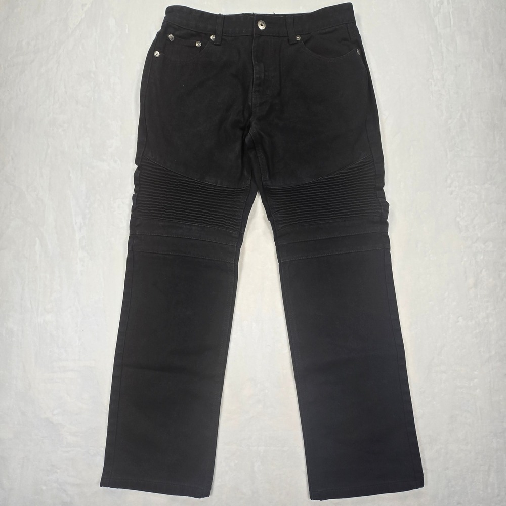 Noiz Jeans Mens 34x34 Black Moto Biker Ribbed Knee Denim Y2K Streetwear